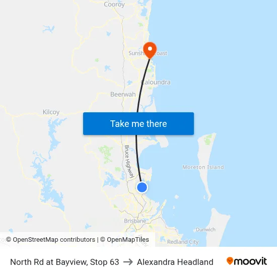 North Rd at Bayview, Stop 63 to Alexandra Headland map