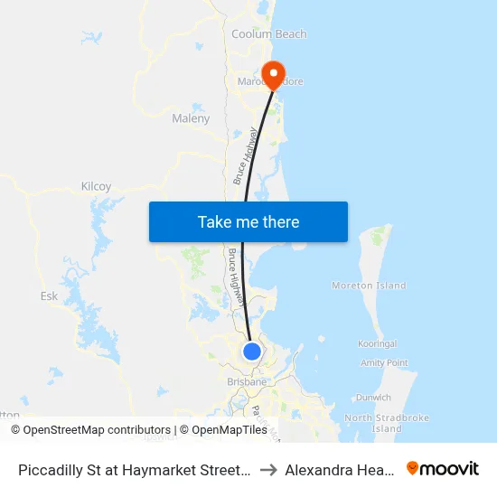 Piccadilly St at Haymarket Street, Stop 48 to Alexandra Headland map