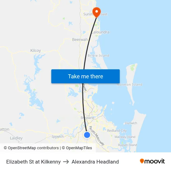 Elizabeth St at Kilkenny to Alexandra Headland map