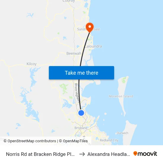 Norris Rd at Bracken Ridge Plaza to Alexandra Headland map