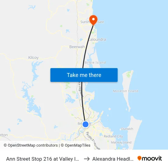 Ann Street Stop 216 at Valley Island to Alexandra Headland map