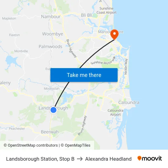 Landsborough Station, Stop B to Alexandra Headland map