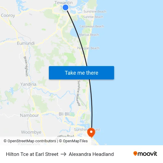 Hilton Tce at Earl Street to Alexandra Headland map
