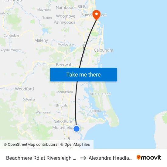 Beachmere Rd at Riversleigh Rd to Alexandra Headland map