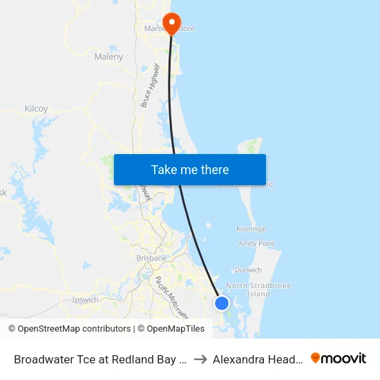 Broadwater Tce at Redland Bay Shops to Alexandra Headland map
