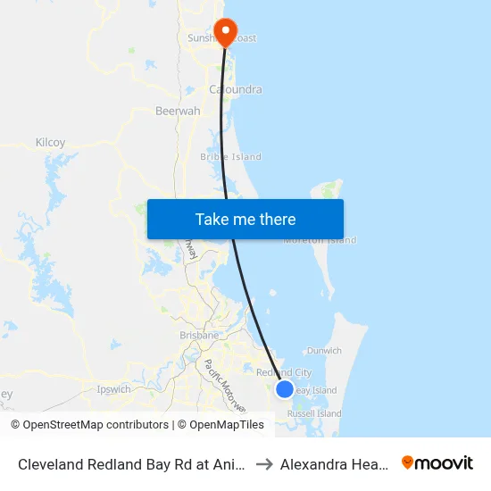 Cleveland Redland Bay Rd at Anita Street to Alexandra Headland map