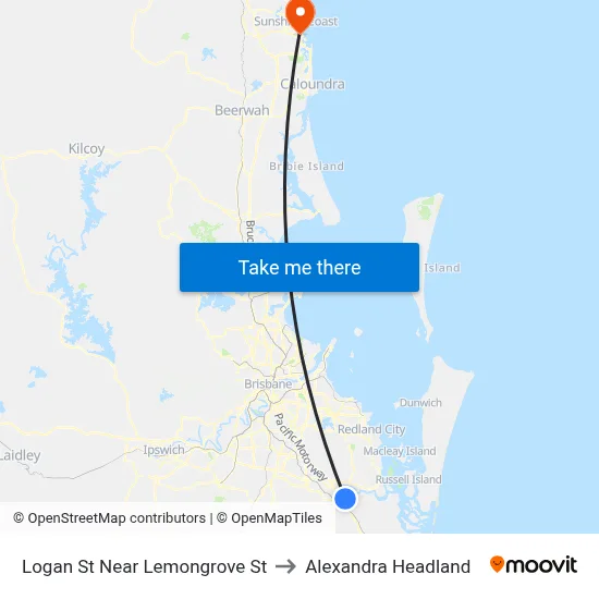 Logan St Near Lemongrove St to Alexandra Headland map