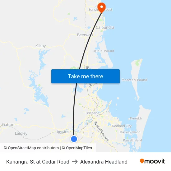 Kanangra St at Cedar Road to Alexandra Headland map