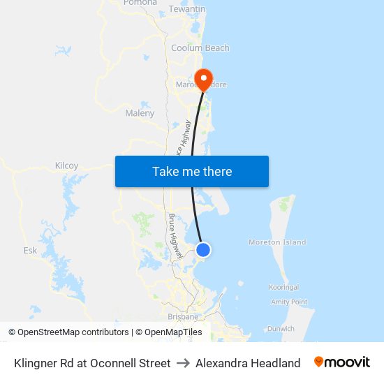 Klingner Rd at Oconnell Street to Alexandra Headland map