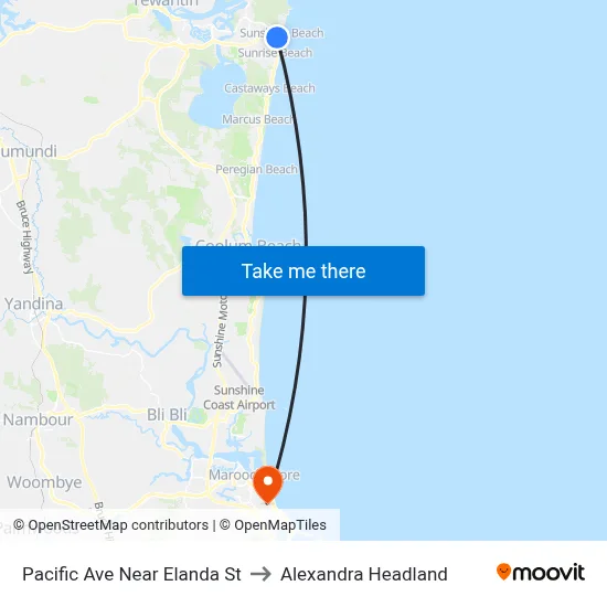 Pacific Ave Near Elanda St to Alexandra Headland map