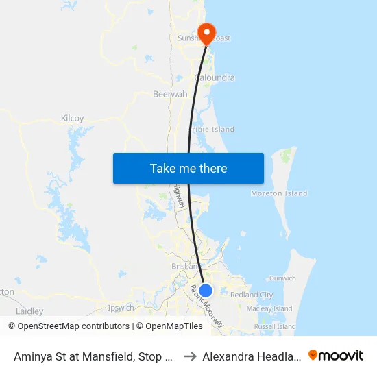 Aminya St at Mansfield, Stop 67a to Alexandra Headland map