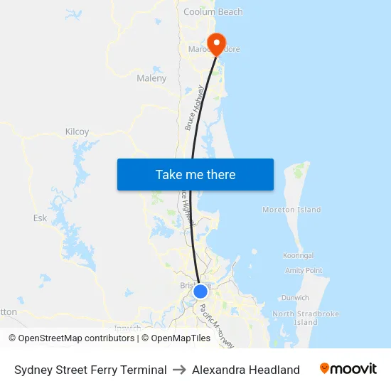 Sydney Street Ferry Terminal to Alexandra Headland map