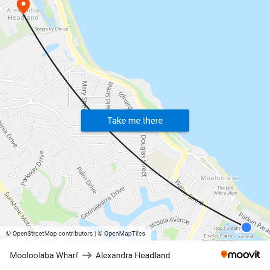 Mooloolaba Wharf to Alexandra Headland map