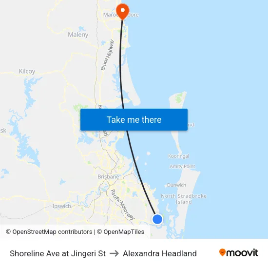 Shoreline Ave at Jingeri St to Alexandra Headland map