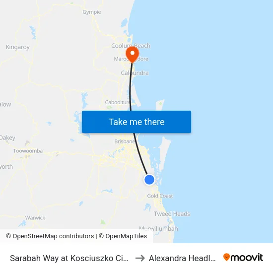 Sarabah Way at Kosciuszko Circuit to Alexandra Headland map