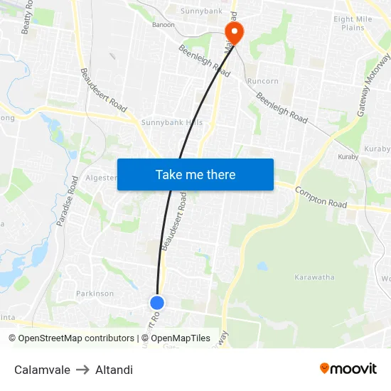 Calamvale to Altandi map