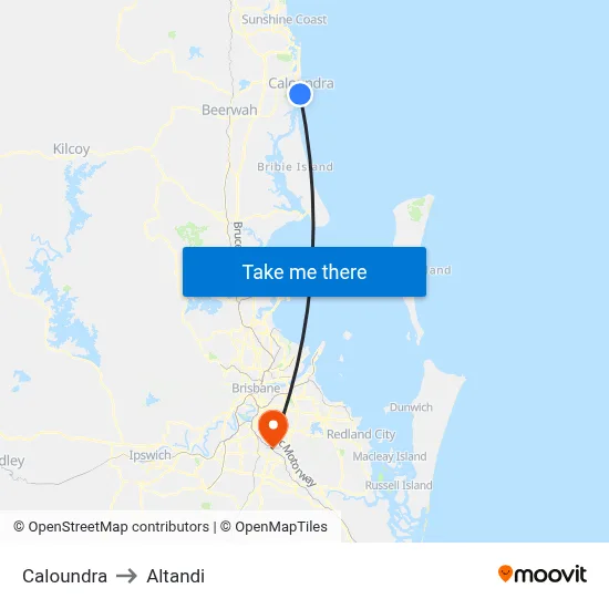 Caloundra to Altandi map