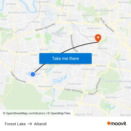 Forest Lake to Altandi map