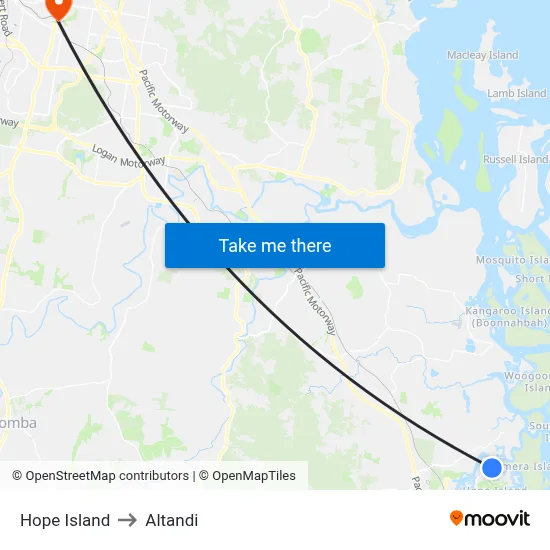 Hope Island to Altandi map