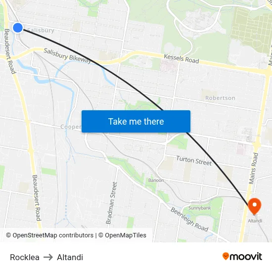 Rocklea to Altandi map