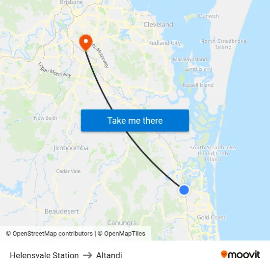 Helensvale Station to Altandi map