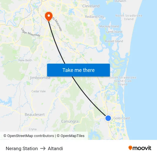 Nerang Station to Altandi map