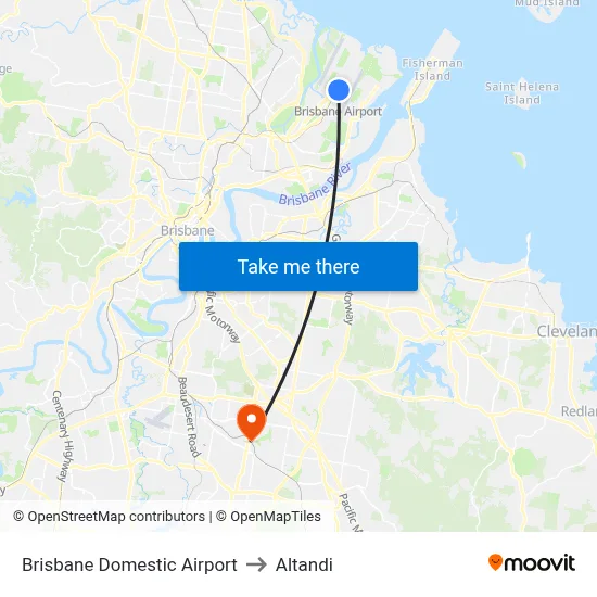 Brisbane Domestic Airport to Altandi map