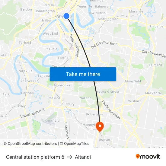 Central station platform 6 to Altandi map