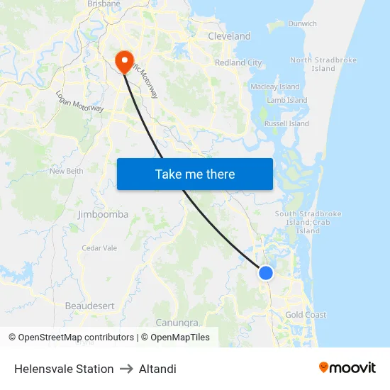 Helensvale Station to Altandi map