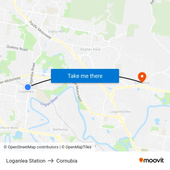 Loganlea Station to Cornubia map