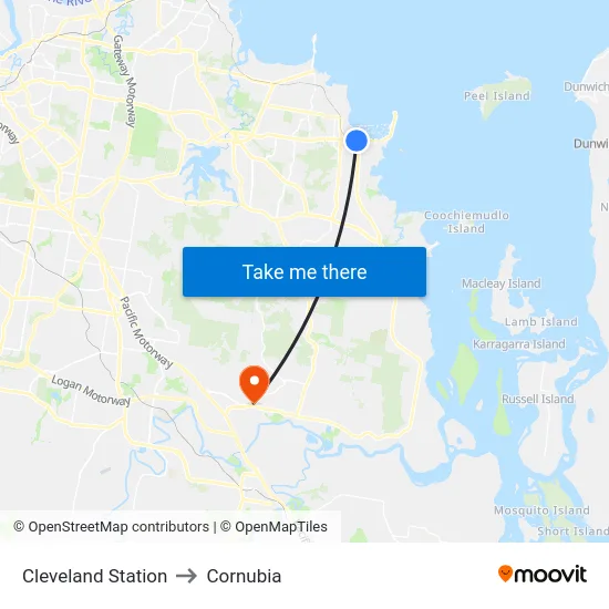 Cleveland Station to Cornubia map