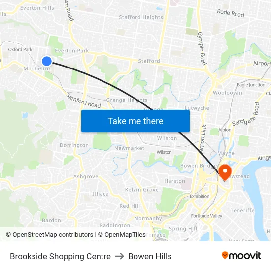 Brookside Shopping Centre to Bowen Hills map