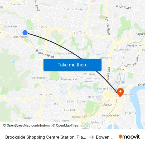 Brookside Shopping Centre Station, Platform B to Bowen Hills map