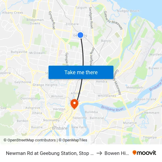 Newman Rd at Geebung Station, Stop 51 to Bowen Hills map