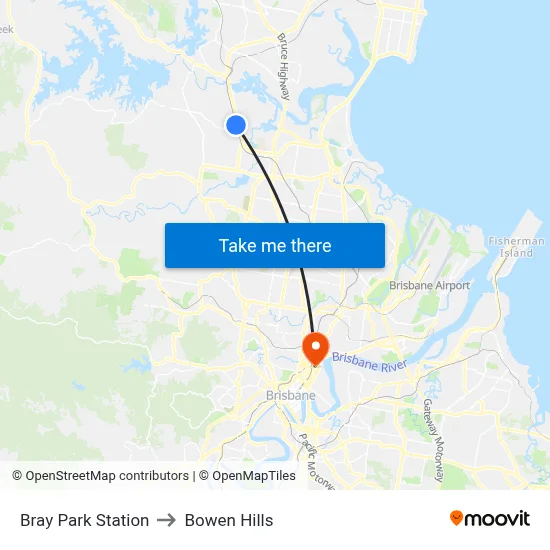Bray Park Station to Bowen Hills map