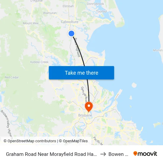 Graham Road Near Morayfield Road Hail 'N' Ride to Bowen Hills map