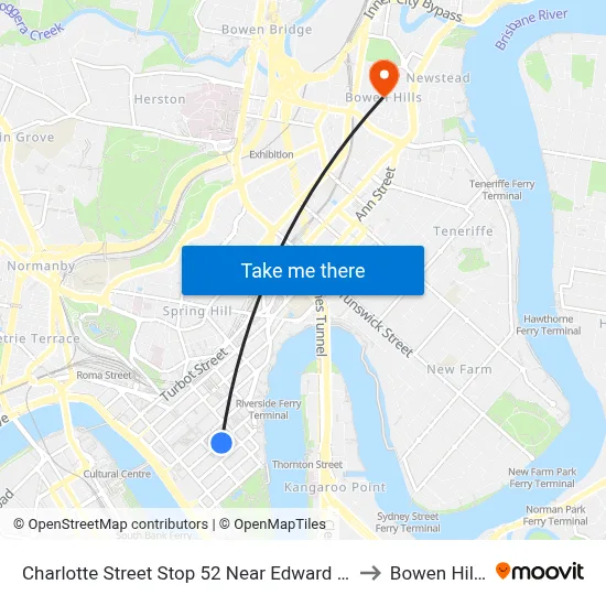 Charlotte Street Stop 52 Near Edward St to Bowen Hills map