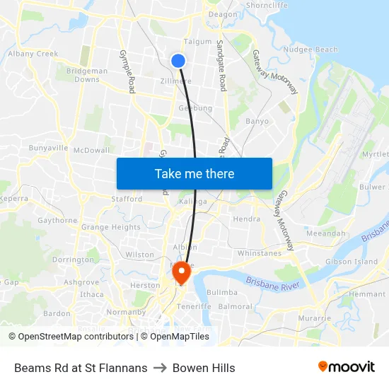 Beams Rd at St Flannans to Bowen Hills map