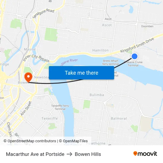 Macarthur Ave at Portside to Bowen Hills map