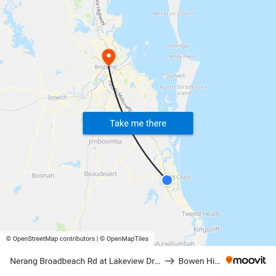 Nerang Broadbeach Rd at Lakeview Drive to Bowen Hills map