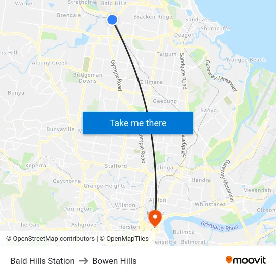 Bald Hills Station to Bowen Hills map