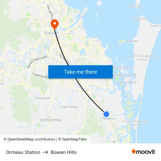 Ormeau Station to Bowen Hills map