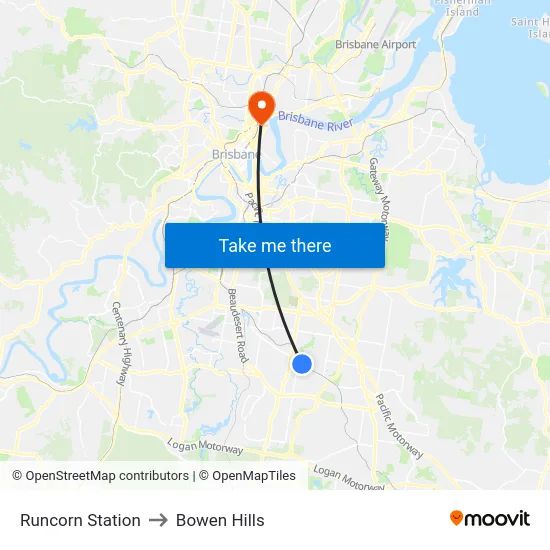 Runcorn Station to Bowen Hills map