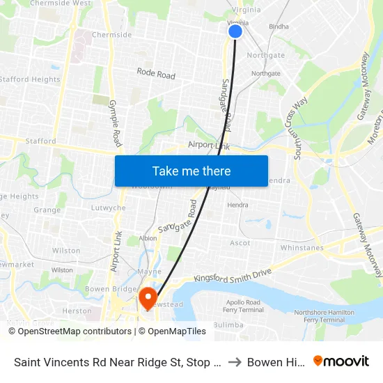 Saint Vincents Rd Near Ridge St, Stop 19 to Bowen Hills map