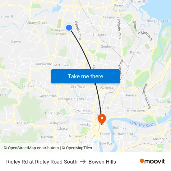 Ridley Rd at Ridley Road South to Bowen Hills map