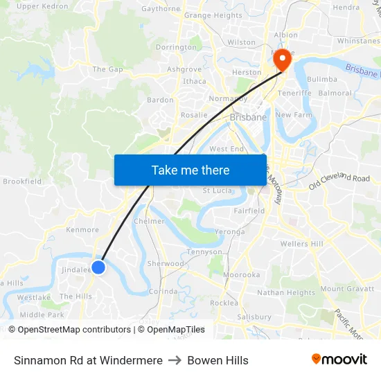 Sinnamon Rd at Windermere to Bowen Hills map
