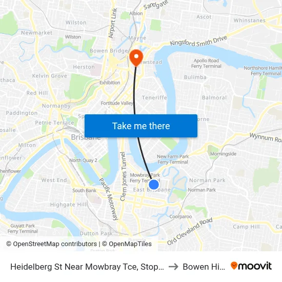 Heidelberg St Near Mowbray Tce, Stop 14 to Bowen Hills map