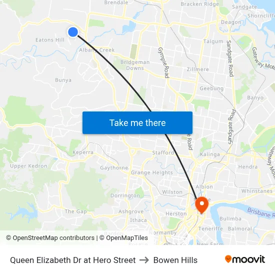 Queen Elizabeth Dr at Hero Street to Bowen Hills map