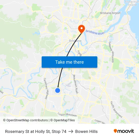Rosemary St at Holly St, Stop 74 to Bowen Hills map