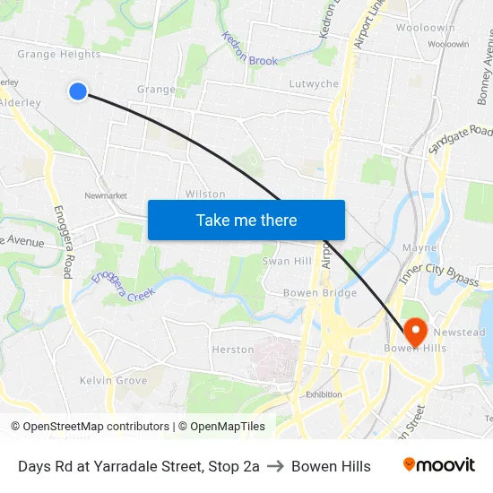 Days Rd at Yarradale Street, Stop 2a to Bowen Hills map